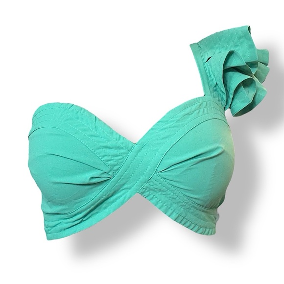 Aquamarine Asymmetrical Flutter Sleeve Top - Picture 1 of 5